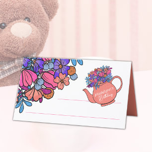 Carte De Placement Habille Tea Party Filles Anniversaire