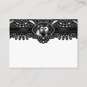 Carte De Placement Halloween Elégant noir blanc Squelette BLANC Place
