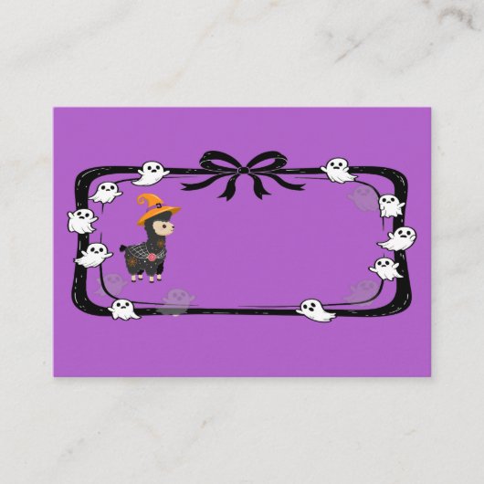 Carte De Placement Halloween Llama Wearing Witch Hat Purple (Devant)