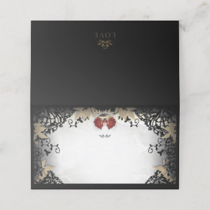 Carte De Placement Halloween noir Rose élégant blanc