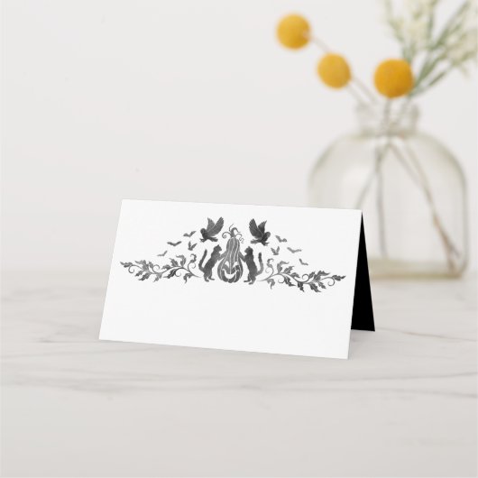 Carte De Placement Halloween thème Mariage gothique plié carte de pla (Devant)