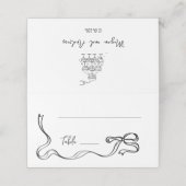 Carte De Placement Hand drawn bow champagne tower Wedding  Place card (Extérieur déplié)