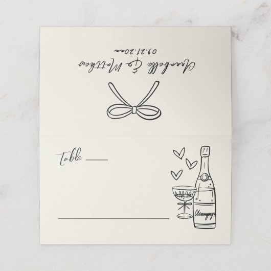 Carte De Placement Hand Drawn Whimsical Wedding (Extérieur déplié)