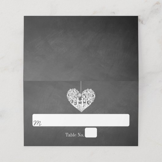 Carte De Placement Hanging Heart Tree Chalkboard Mariage Collection (Extérieur déplié)