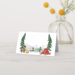 Carte De Placement Happy Camper Pair Sur Table Étiquette