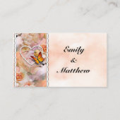 Carte De Placement Heart Pearls Orange Rose Floral Papillons (Dos)