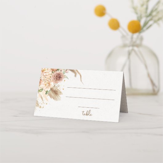 Carte de placement herbe de pampa roses boho (Devant)