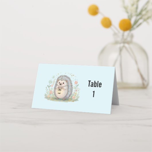 Carte De Placement Hérisson mignon avec lanterne (Devant)