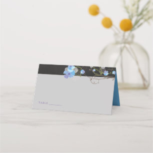 Carte De Placement Hibiscus bleu et hirondelles Mariage de tableau de
