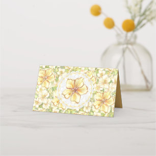 Carte De Placement Hibiscus & dentelle JAUNE