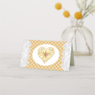 Carte De Placement Hibiscus & dentelle JAUNE