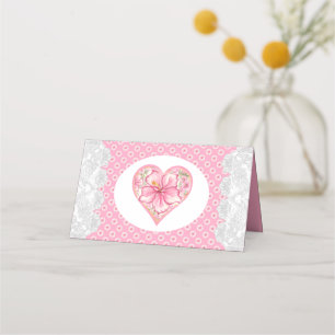 Carte De Placement Hibiscus & dentelle PINK
