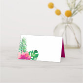 Carte De Placement Hibiscus rose et Feuilles tropicaux (Devant)