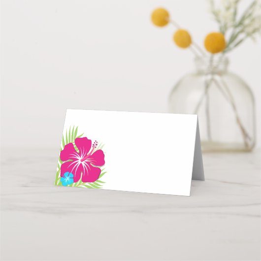 Carte De Placement Hibiscus rose tropical Étiquette pliant ou (Dos)
