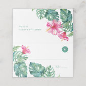 Carte De Placement Hibiscus tropicaux et aquarelle Mariage de verdure (Extérieur déplié)
