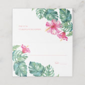 Carte De Placement Hibiscus tropicaux et aquarelle Mariage de verdure (Extérieur déplié)