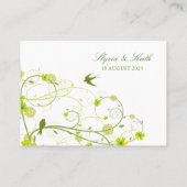 Carte De Placement Hibiscus vert Mariage floral et hirondelle (Dos)
