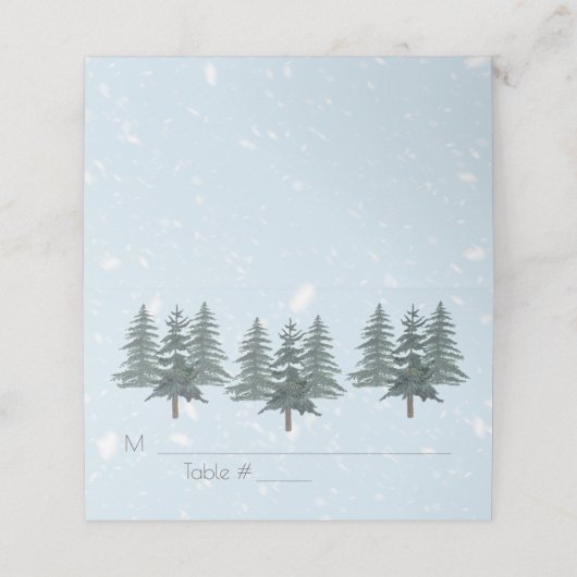 Carte De Placement Hiver À feuillage persistant neige Rustique Mariag (Extérieur déplié)