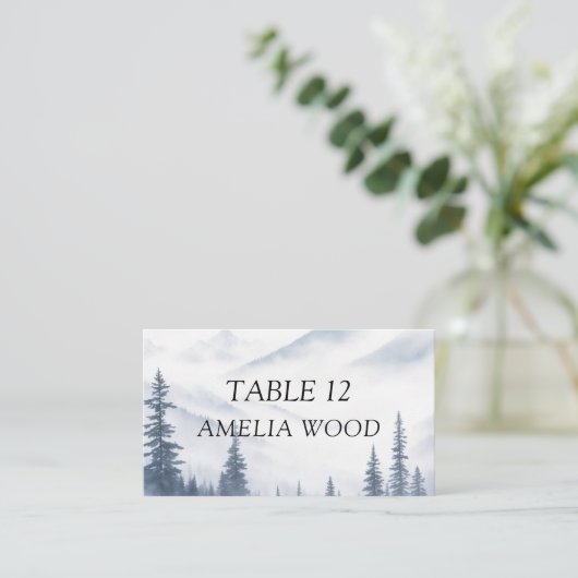 Carte De Placement Hiver Gris Mariage (Debout devant)