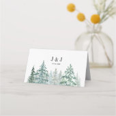 Carte De Placement Hiver Pins Rustiques Lanterne Mariage botanique (Dos)