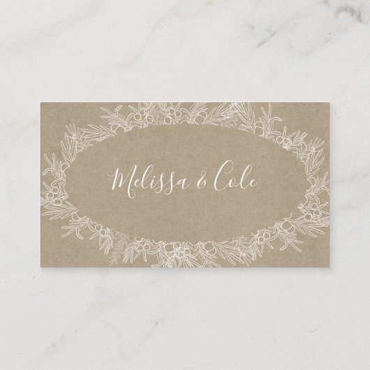 Carte De Placement Hiver rustique | Kraft Flat Mariage Place Card (Dos)