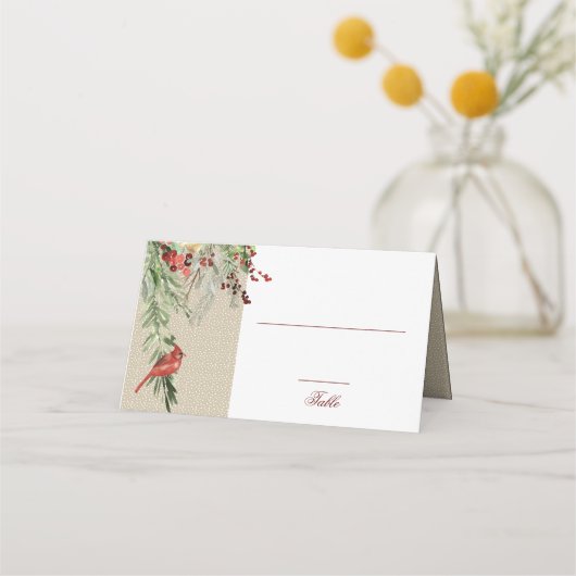 Carte De Placement Hiver simple | Cardinal & Greens | MARIAGE (Devant)