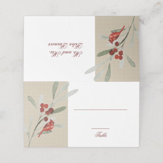 Carte De Placement Hiver simple | Cardinal | Réception de mariage (Extérieur déplié)