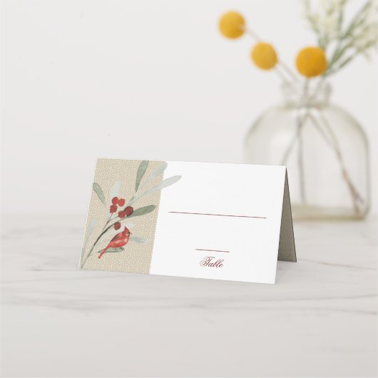 Carte De Placement Hiver simple | Cardinal | Réception de mariage (Devant)