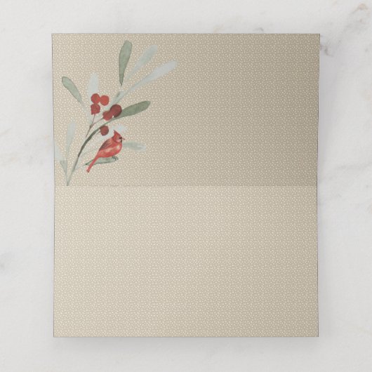 Carte De Placement Hiver simple | Cardinal | Réception de mariage (Intérieur déplié)
