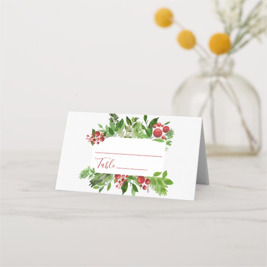 Carte De Placement Holly Red Berry Mariage Place Card (Devant)
