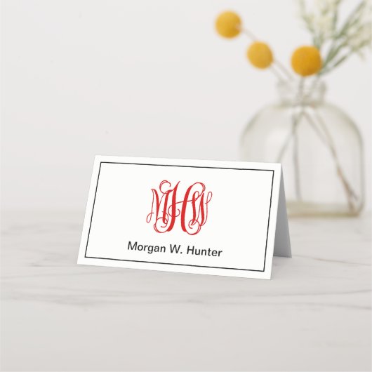 Carte De Placement Homard rouge #1 Dessin Vin Script Monogramme (Dos)