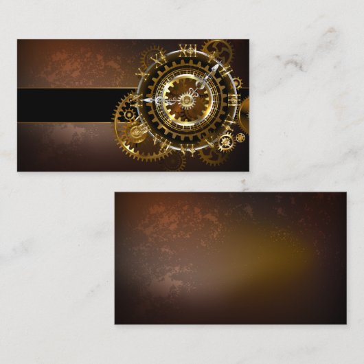 Carte De Placement Horloge Steampunk avec des engrenages anciens (Devant / Derrière)