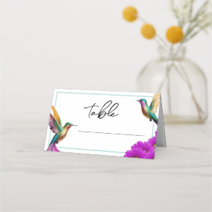 Carte De Placement Hummingbirds colorés Purple Daisies Mariage