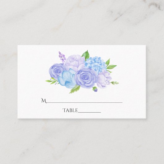 Carte De Placement Hydrangea Blue et Lavender Mariage clair (Devant)