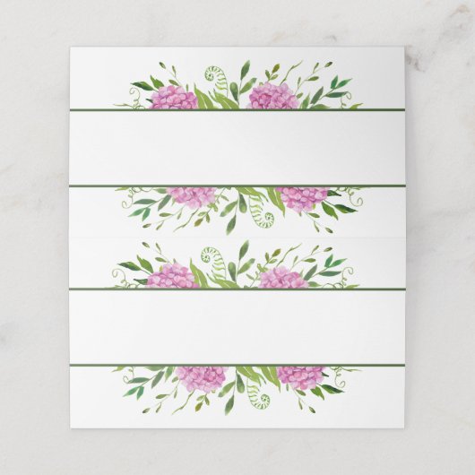 Carte De Placement Hydrangée rose Floral Aquarelle Douche (Extérieur déplié)