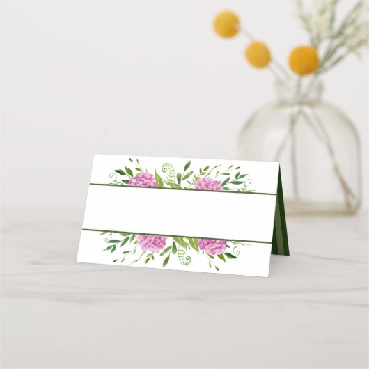 Carte De Placement Hydrangée rose Floral Aquarelle Douche (Devant)