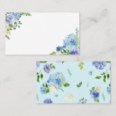 Carte De Placement Hydrangées d'aquarelle bleue et fleurs Roses (Devant / Derrière)