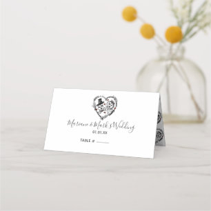 Carte De Placement Illustration de couples de squelettes pour mariage