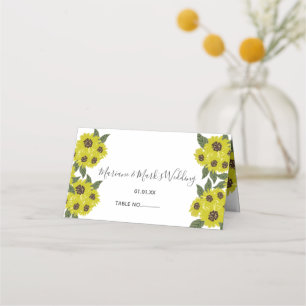 Carte De Placement Illustration de tournesol botanique mariage jaune