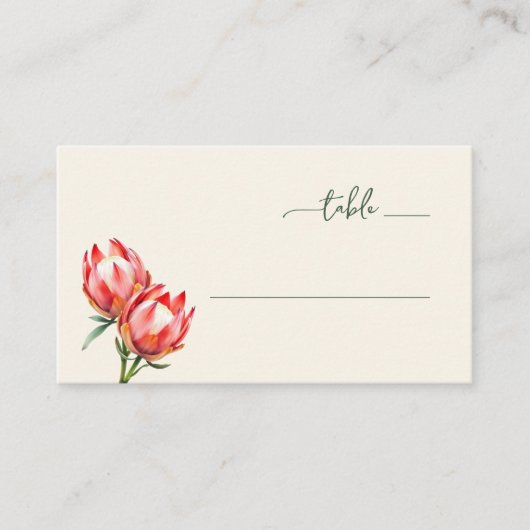 Carte De Placement Illustration florale de protéa rouge tranquille (Devant)