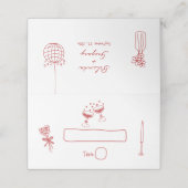 Carte De Placement Illustrations faites à la main Doodles Maroon Mari (Extérieur déplié)