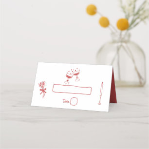 Carte De Placement Illustrations faites à la main Doodles Maroon Mari
