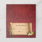 Carte De Placement Imaginaire Chevalier épée Médiévale Times Bar Mitz (Extérieur déplié)