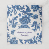 Carte De Placement Impression florale d'inspiration victorienne bleue (Extérieur déplié)
