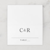 Carte De Placement Initiales de Monogramme Mariage noir et blanc mode (Extérieur déplié)