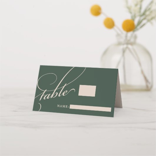 Carte De Placement Initiales empilées en vert forestier Mariage Monog (Devant)