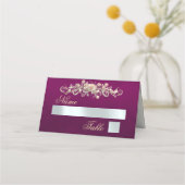 Carte De Placement Initiales Roses & Cœur - Plum (Devant)