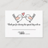 Carte De Placement Inséparable Black White Lovebirds Mariage Escort (Devant)