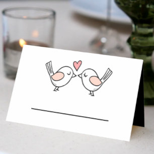 Carte De Placement Inséparables mignons Lovebirds rose noir Mariage