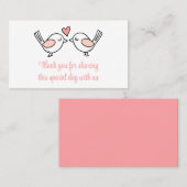 Carte De Placement Inséparables mignons Merci rose Lovebirds Mariage (Devant / Derrière)